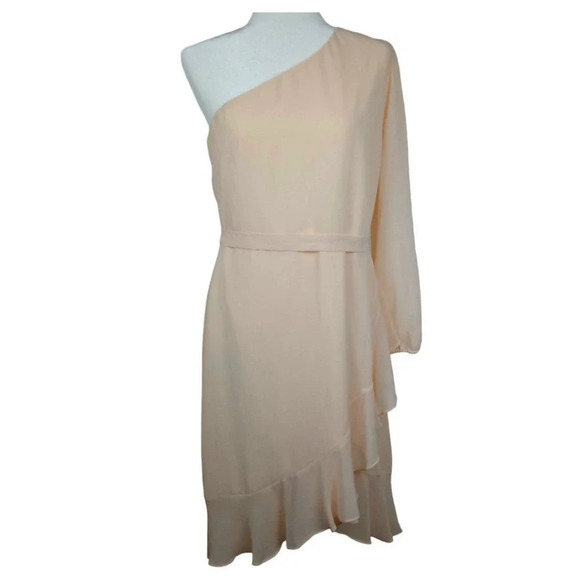 Naked Zebra Nude/peach One Shoulder Dress Size Large - Picture 1 of 7